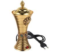Toyvian Brûleur Électrique de Parfum de Table Métal Doré Décoratif et Diffuseur d’Huiles Essentielles pour Purification et Ambiance Zen Adapté pour Encensoirs Bouddhistes et Sets de