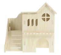Toyvian Cachette pour Hamster en Bois Beige, Maison Chaude et Fonctionnelle avec Rampe, pour Exercice et Repos des Petits Rongeurs comme Lapins et Hamsters
