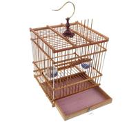 Toyvian Cage à Oiseaux Rectangulaire Structure Stable en Bambou et Métal avec Serrure Sécurisée en Décoration Intérieure Élégante pour Chardonnerets et Perroquets