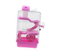 Toyvian Cage Hamster Rose Trois Niveaux avec Roue Et Abreuvoir Étanche Maison Portable pour Petits Animaux Et Chinchillas Cage Plastique