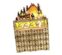 Toyvian Calendrier Lumineux LED en Bois avec Tiroir Décoration de Noël Créative Compte à Rebours Festif Décor de Bureau et Maison Ambiance Chaleureuse Kaki