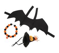 Toyvian Cape pour Chat Costume Cosplay Vêtements Festifs pour Chats Ailes De Chauve-Souris Collier Chapeau De Sorcière pour Halloween Et Fêtes