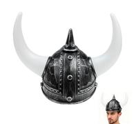 Toyvian Casque Viking Adulte en Corne de Bœuf Argentée, Chapeau de Guerrier Romain Taille Unique pour Déguisement, Accessoire Costume Viking et Bal Masqué, Décoration Carnaval et