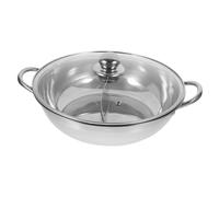 Toyvian Casserole Double Compartiment Acier Inoxydable avec Couvercle Marmite Épaisse pour Fondue Chinoise Compatible Induction et Gaz pour Réunions Familiales et Cuisson de Deux Goûts
