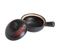Toyvian Casserole Terre Cuite Pottery Clay Pot de Cuisine avec Poignée Portable Cocotte Maison Antiadhésive Répartition Uniforme Chaleur pour Soupe et Ragoût Petit Format Noir Rouge pour