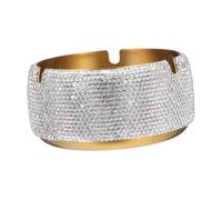 Toyvian Cendrier de Table Acier Inoxydable Antivol avec Cristaux Incrustés Design Anti-Chute pour Usage Intérieur et Extérieur Élégant pour Bureau et Maison