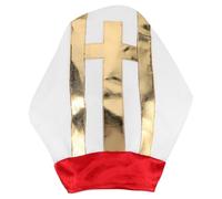 Toyvian Chapeau Créatif de Cardinal Unisexe pour Costume Religieux Halloween Accessoire Léger en Tissu Coiffe Liturgique Rouge pour Fête et Théâtre Biblique Adulte