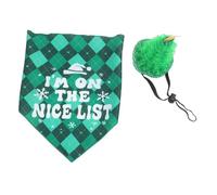 Toyvian Chapeau de Noël pour Chien et Bandana Triangulaire Ajustable Doux à Carreaux Verts pour Petits Animaux Confortable et Pratique pour et Photos