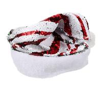 Toyvian Chapeau de Père Noël à Paillettes Réversible Rayé Bonnet de Noël Adulte en Tissu Peluche Doux et Chaud Accessoire de Costume Festif pour Fêtes de Fin d'Année et Carnaval