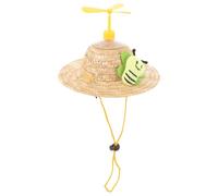Toyvian Chapeau Paille pour Animaux Casquette Tissée Respirante et Confortable Accessoire pour Photos Décoration pour et Chiens Abeille