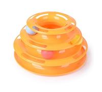 Toyvian Chat à Trois Couches, Plateau de Balle Ludique | PP Jaune, Stimulation Mentale, pour Chatons et Chats, Jeu au Sol, Anti-ennui