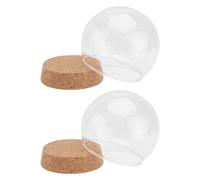 Toyvian Cloche en Verre Artisanale Ronde 10 CM Bouchon en Liège Lot de 2 Couvercles d'Affichage en Verre Transparent pour Fleurs Préservées Micro-Paysage et Figurines Décoratives