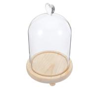 Toyvian Cloche en Verre de Cœur 12x16 Cm avec Socle en Bois et Lumière Blanche Chaude, Dôme Décoratif Anti-poussière pour Figurines, Objets D’Art et Décoration Intérieure Romantique