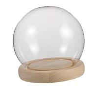 Toyvian Cloche en Verre Transparente avec Socle Bois Vitrine pour Fleurs Éternelles Figurines Argile et Décorations Protection Contre la Poussière Affichage de Table Compact Ø