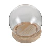 Toyvian Cloche en Verre Transparente avec Socle en Bois Protection pour Fleurs Préservées Modèles en Argile et Décorations Affichage Rotatif pour Décoration de Table