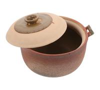 Toyvian Cocotte en Terre Cuite Poreuse 2,5l avec Poignée, Pot Chinois pour Cuisson Lente, Mijoté et Bouillie, Casserole Traditionnelle Cuisine Maison et Plats Mijotés
