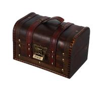 Toyvian Coffre Au Trésor Pirate avec Serrure Boîte De Rangement Vintage Bois pour Bijoux Et Objets Précieux