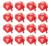 Toyvian Coffret Mariage Lors de Mariages pour Emballage de Chocolats et Snacks 20pcs Style Traditionnel Chinois Motif Ajouré, Boîte à Bonbons en Papier et Polyester Rouge