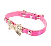 Toyvian Collier à Arc en Strass Mignon Colliers Marguerite Clignotant pour Chiens Toilettage Chiens Embrasé Ajustable UV Chiot Nom Animal De Compagnie Étiqueter Petit Strass Rosé PU