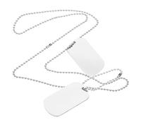 Toyvian Collier Chaîne Pour Chien Double Plaque D'identité Militaire En Acier Inoxydable Argenté Pour Homme, Pendentif Gravable, Style Usage Quotidien