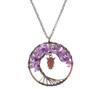 Toyvian Collier Créatif Pendentif Chouette et Arbre de Vie en Pierre Naturelle Pourpre Bijou Élagnant Décoratif Présent pour Femme