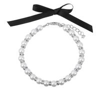 Toyvian Collier Fermoir Bijou pour Animaux de Compagnie en Perles Imitation Blanche, Réglable Facile à Porter pour Fête de W nd ou Anniversaire d'animaux