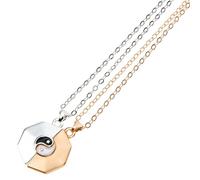 Toyvian Collier Magnétique pour Couples 1 Paire Pendentif Bagua en Alliage d'Étain Mat Or et Argenté Bijoux Assortis d'Amitié pour Saint-Valentin Présent Couple Romantique et Usage