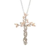 Toyvian Collier Pendentif Croix Arbre de Vie Femme, Chaîne Clavicule Bicolore Blanc et Rose Doré, Bijou Minimaliste Gothique, Accessoire Mode Élégant pour Occasions Spéciales