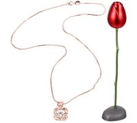 Toyvian Collier Pendentif Cœur en Rose Éternelle Chaîne en Rose Doré, Accessoires Bijoux Délicats pour Femme, Présent Saint Valentin Élégant, Fournitures de Bijoux Créatives en Dentelle