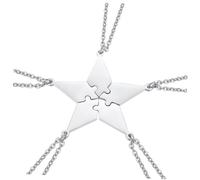 Toyvian Collier Pendentif Étoile à Cinq Branches Facile à Porter en Acier Titane Argenté, Set de 5 Pièces, Symbole D'amitié pour Famille et Amis