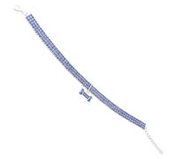 Toyvian Collier pour Chien Orné de Cristaux Bleus en Polyester Chaîne et Boucle Réglable, Style Luxe et Confortable pour Promenade et Sport Animalier