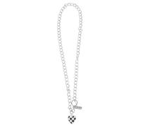 Toyvian Collier Ras du Cou pour Femme en Acier Titane Pendentif Cœur à Motif Carreau Collier Délicat Chaîne Clavicule Bijou Saint-Valentin Élégant et Créatif