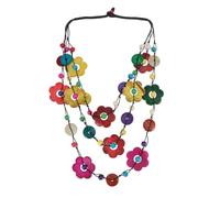 Toyvian Colliers Ethniques Bohèmes en Perles de Bois et Coquillages, Lot de 2, Formes Pétales, pour Femme, Accessoires de Mode Bohème, 48X4X1 CM Couleur Aléatoire