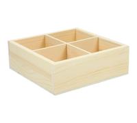Toyvian Compartimenté à 4 Cases Plateau en Bois pour Pots de Fleurs | Bords Relevés, Style Rustique Beige, Base Micro Paysage, pour Bureau et Atelier Créatif