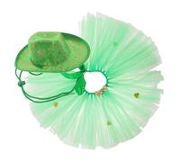 Toyvian Costume Chien Saint Patrick Jupe Tutu et Chapeau Feuille pour Chat et Chien Fête Cosplay