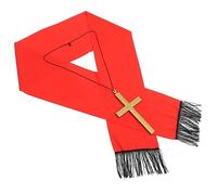 Toyvian Costume de Prêtre Homme Adulte Étole Rouge et Collier Croix Accessoire Cosplay et Déguisement Prêtre Set 1 Pièce Tissu Confortable pour Halloween Fête Festival Accessoires Costume Religieux