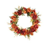 Toyvian Couronne Murale de Roses Artificielles Rouges Foncées Guirlande Décorative pour Porte Décoration Automnale pour Maison et Fête Guirlande de Plantes Artificielles Réalistes