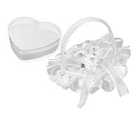 Toyvian Coussin Alliance Mariage Dentelle Forme Cœur avec Poignée Oreiller Alliance Cérémonie Romantique Mini Boîte Bague pour Fiançailles et Décorations de Mariage