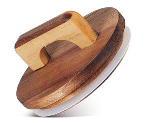 Toyvian Couvercle de Bocal en Bois Rond avec Poignée et Joint en Silicone, Étanche et Réutilisable, Diamètre Intérieur 90 Mm, pour Bocaux Cuisine