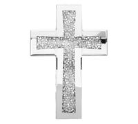 Toyvian Croix Murale ChréTienne En MéTal Argenté 15X10 Pouces Crucifix Mural Catholique Avec Design MosaïQue En Verre RéSistant DéCoration Murale Suspendue Pour Maison Et Lieu De Culte