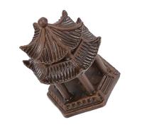 Toyvian Décor Pavillon Jardin Céramique Double Hexagonal Ornement Aquarium Miniature Statue Pavillon Chinois pour Terrarium et Aménagement Paysager