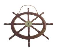 Toyvian Décoration Murale Gouvernail Bateau Pirate en Bois 45x45 CM | Grain Visible, Détails Sculptés à Main, Surface Poncée, pour Chambres Côtières et Maison de Plage