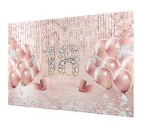 Toyvian Décoration Toile de Fond pour 18E Anniversaire en Tissu Rose Doré Ballons Bannière Joyeux Anniversaire pour Fête et Séance Photo Accessoire Mural Festif pour Célébration