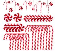 Toyvian Décorations Suspendues pour Sapin de Noël 60 Pièces Cannes à Sucre Rouges et Blanches 12 CM 8 CM Bonbons 24 MM 34 MM Décorations Festives Légères et Colorées pour Maison et