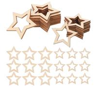 Toyvian Découpes D’Étoiles en Bois Brut Creuses 110 Pcs 4 CM 5 CM Morceaux de Bois Vierges Non Peints pour Décoration Noël Maison Artisanat Créatif et Loisirs DIY
