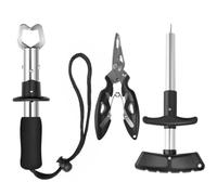 Toyvian Détacheur de Crochet de Pêche Trois Pièces Ergonomique Noir | Acier Inoxydable et Plastique, Prise Antidérapante, Usage Mer et Eau Douce, pour Amateurs et Professionnels