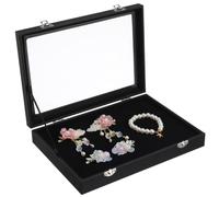 Toyvian Écrin Médailles Broches PU Noir Rangement Bijoux Objets Petits | Vitrine Transparente Verre Plastique, Présentation Art, Chambre Bureau, Anti-Poussière