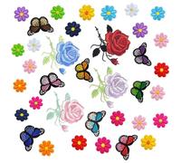 Toyvian Écussons Brodés Motifs et Fleurs, 36 Pièces Multicolores, Patchs en Tissu pour Décoration et Réparation de Vêtements, Paquet, Chapeaux, Accessoires Diy, Matériaux Doux