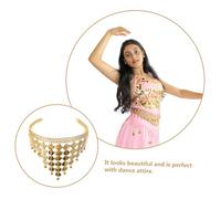Toyvian Elegant Belly Dancing Headband with Dangling Coins Stable Dance Headdress for Womens Performance and Costume Party Accessories