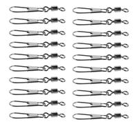 Toyvian Émerillons à Agrafe Inoxydable 50 Pcs, Connecteurs pour Leurres en Eau Douce et Salée, Robustes et Anticorrosion, Mousquetons à Émerillon pour Bas de Ligne Pêche Sportive